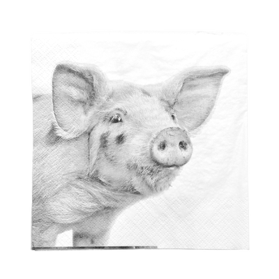 Servilletas de Papel con Animales de Granja Blanco y Negro